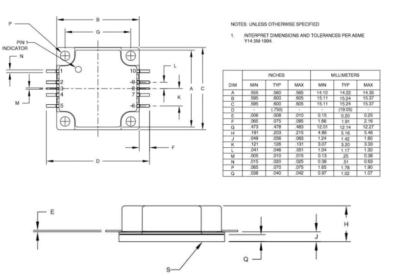 Mechanical Drawing - MACOM CMPA601J025F Power Amplifier
